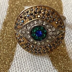Evil Eye Protection Different Color Crystal Adjustable Ring